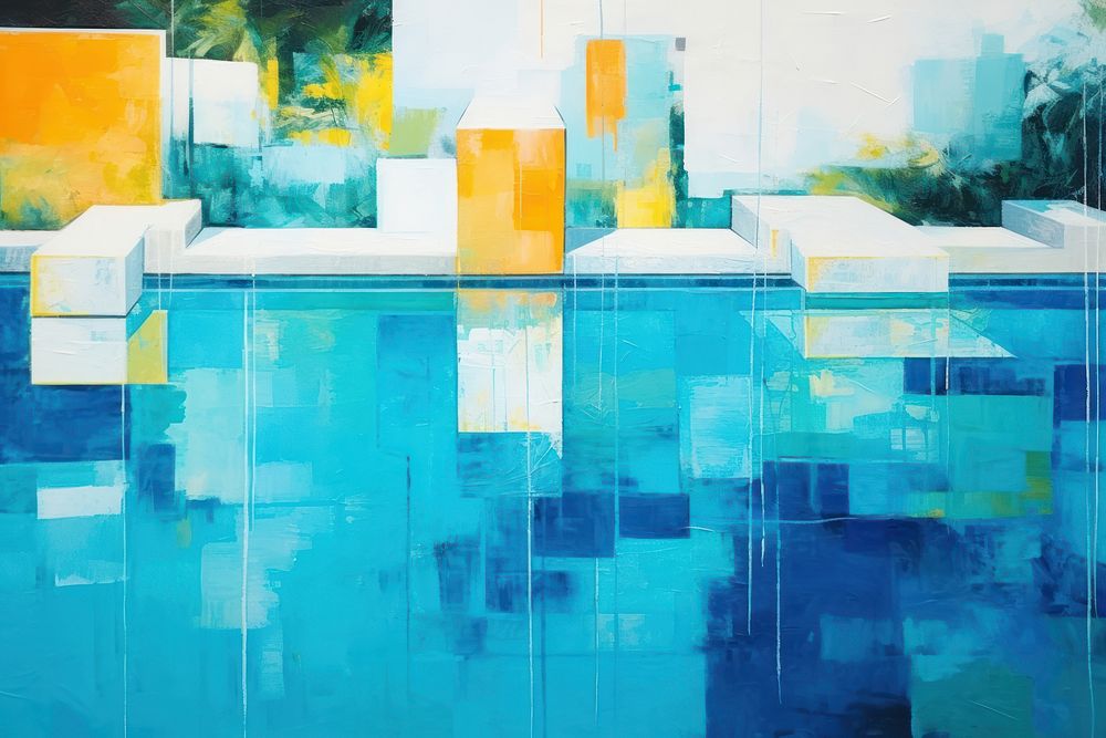 Modern art of a swimming pool painting architecture backgrounds.