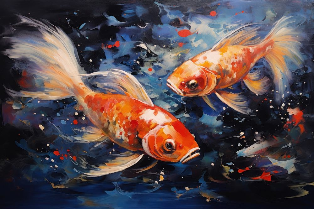 Modern art of an koi fish painting animal carp.
