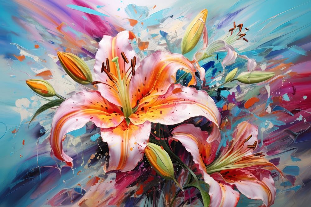Modern art of lilly painting flower petal.
