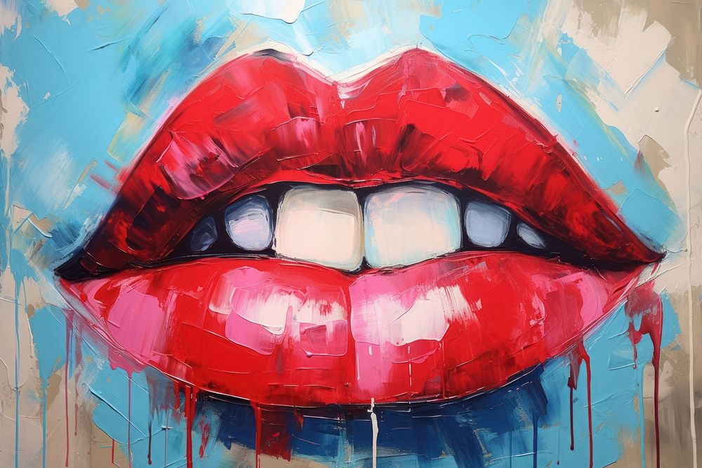 Modern art of lips lipstick painting backgrounds.