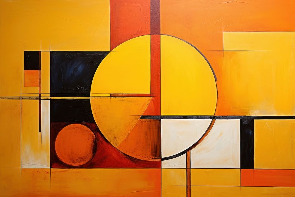 Modern art of the sun painting abstract shape.