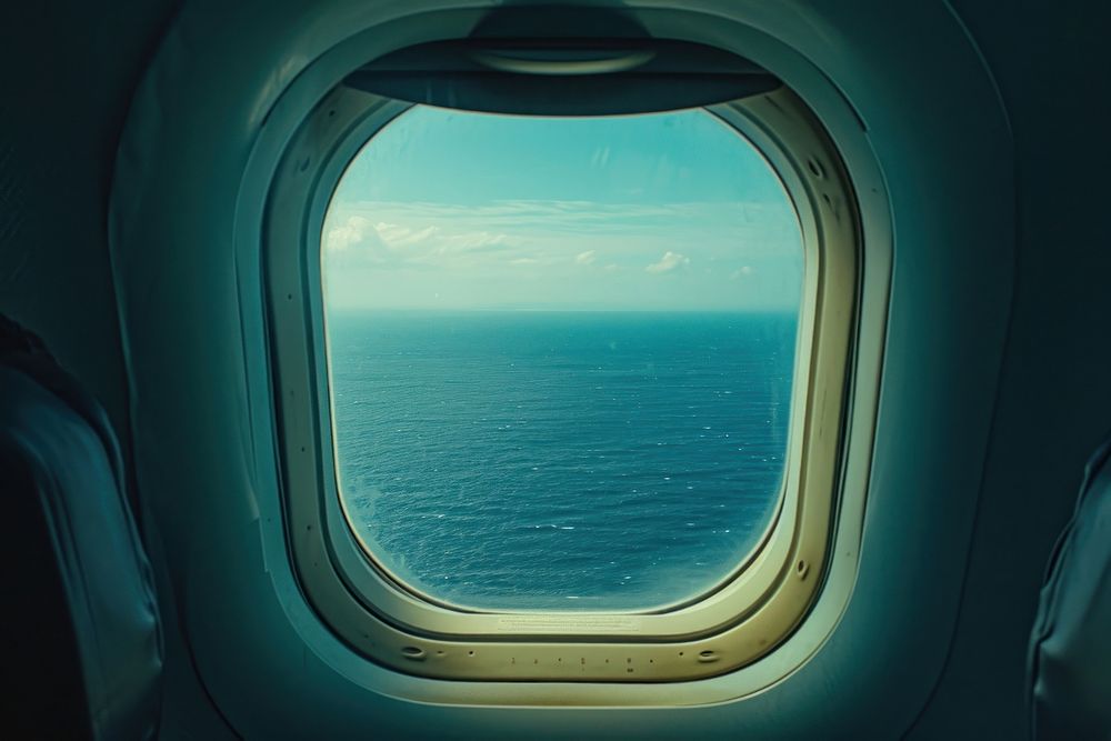 Pardise island window airplane porthole.