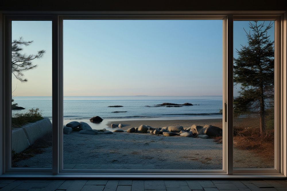 Window inside bungalow sea outdoors nature.