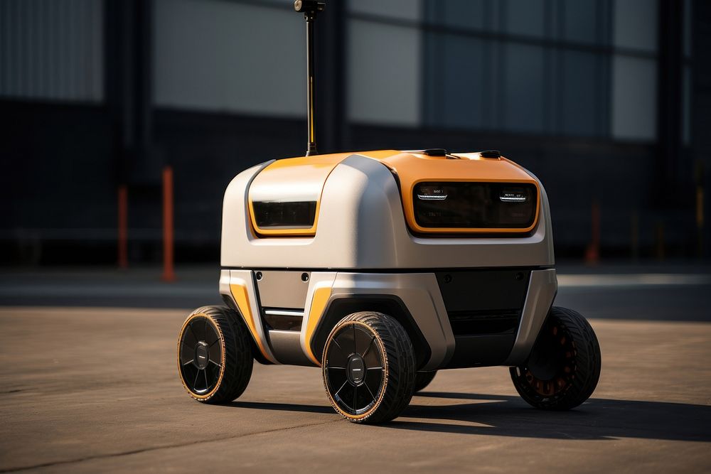 A delivery robot that looks like a dog technology vehicle wheel. AI generated Image by rawpixel.