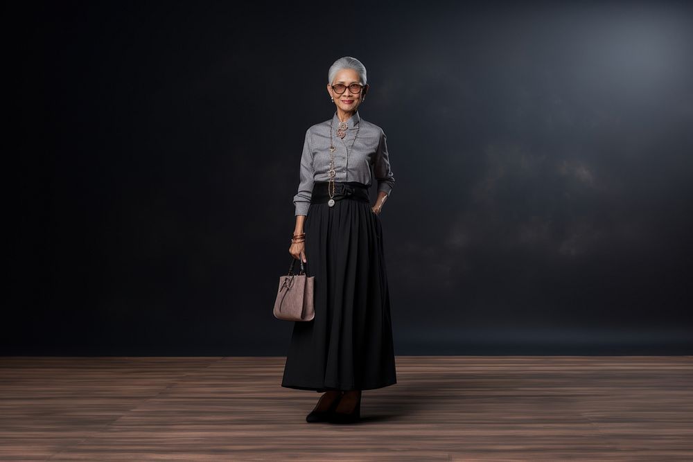 Thai elder female model standing clothing fashion.