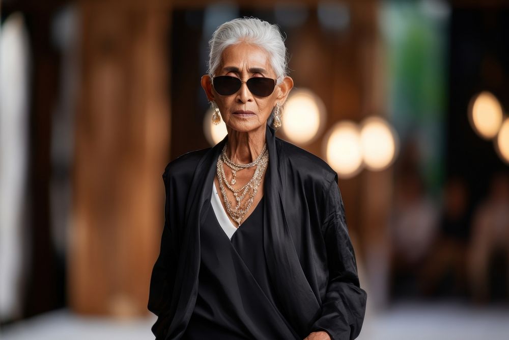 Thai elder female model necklace jewelry fashion.