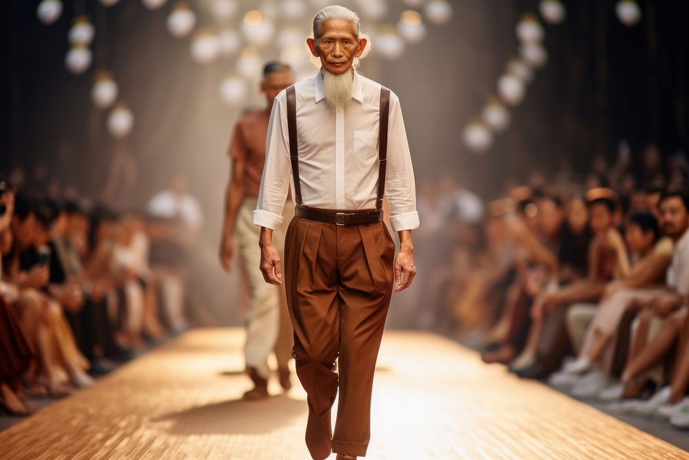 Thai elder male model fashion runway adult.