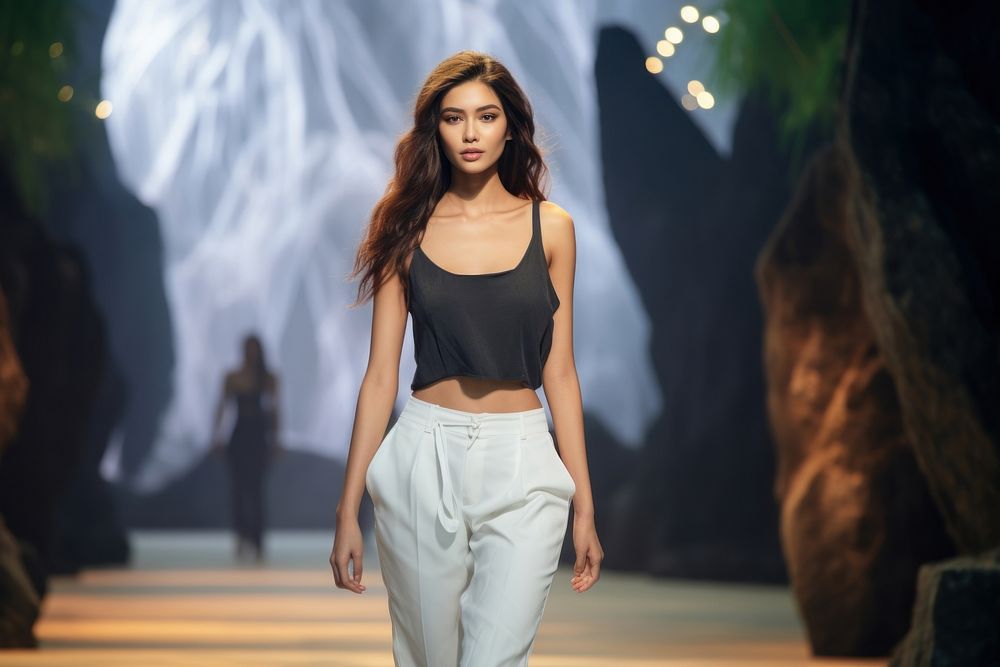 Thai female model fashion clothing runway.