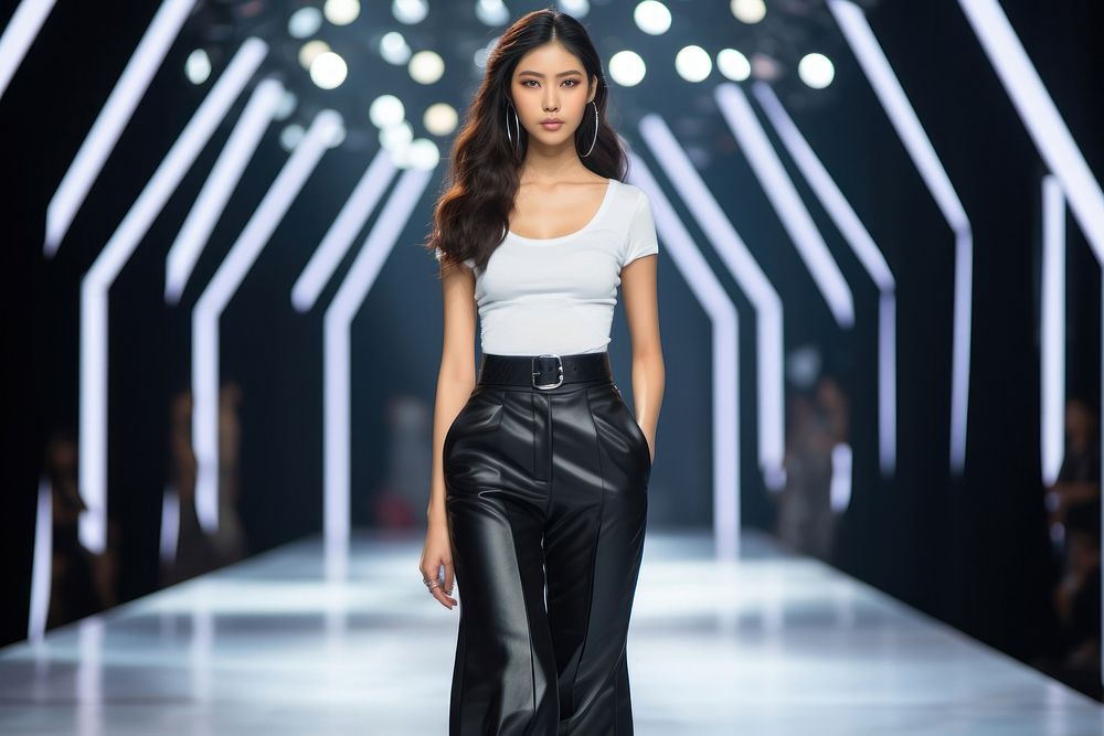 Thai female model fashion runway clothing.