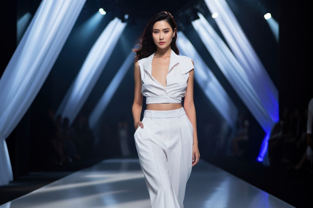 Thai female model fashion runway clothing.
