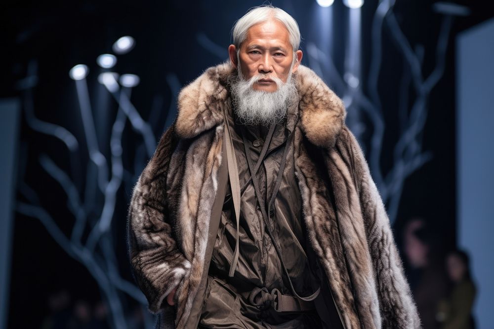 Thai male elder model fashion clothing winter.