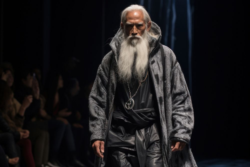 Thai male elder model fashion clothing runway.