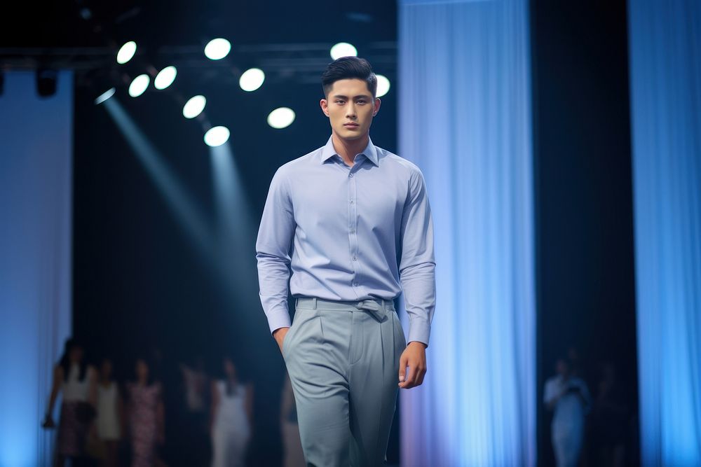 Thai male model fashion clothing runway.