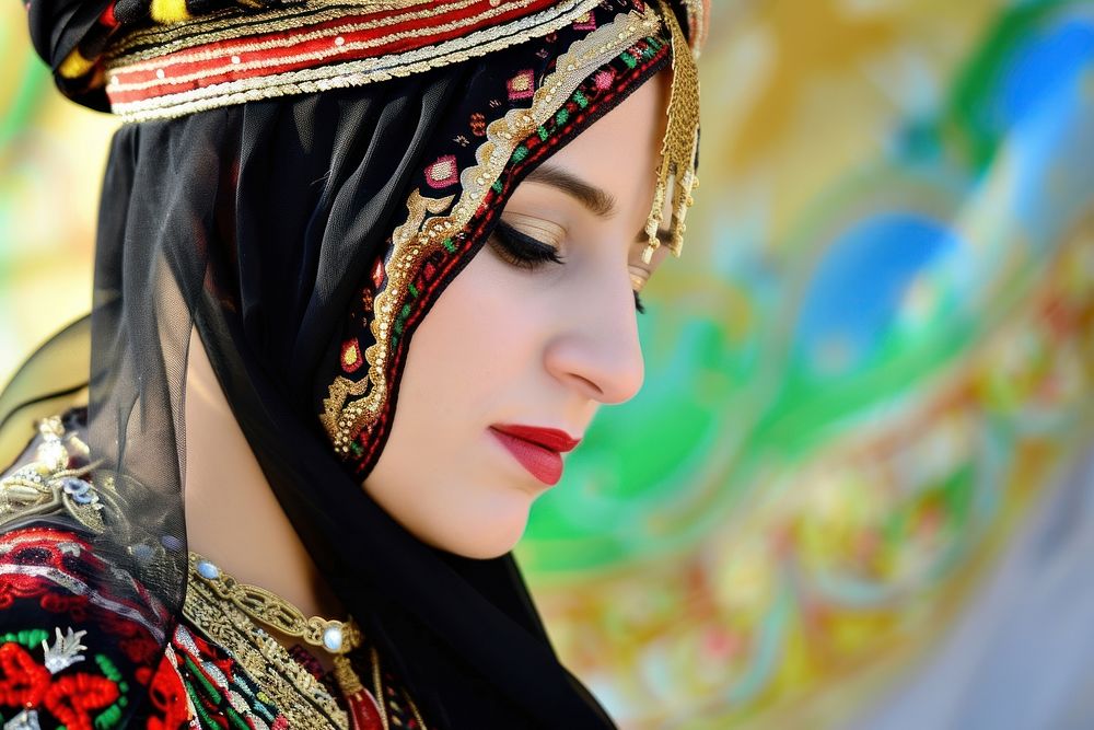 Middle eastern woman tradition portrait adult.