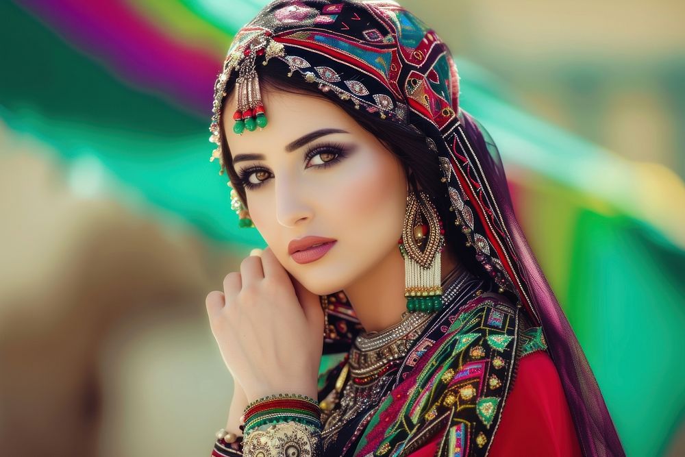 Middle eastern woman tradition portrait fashion.