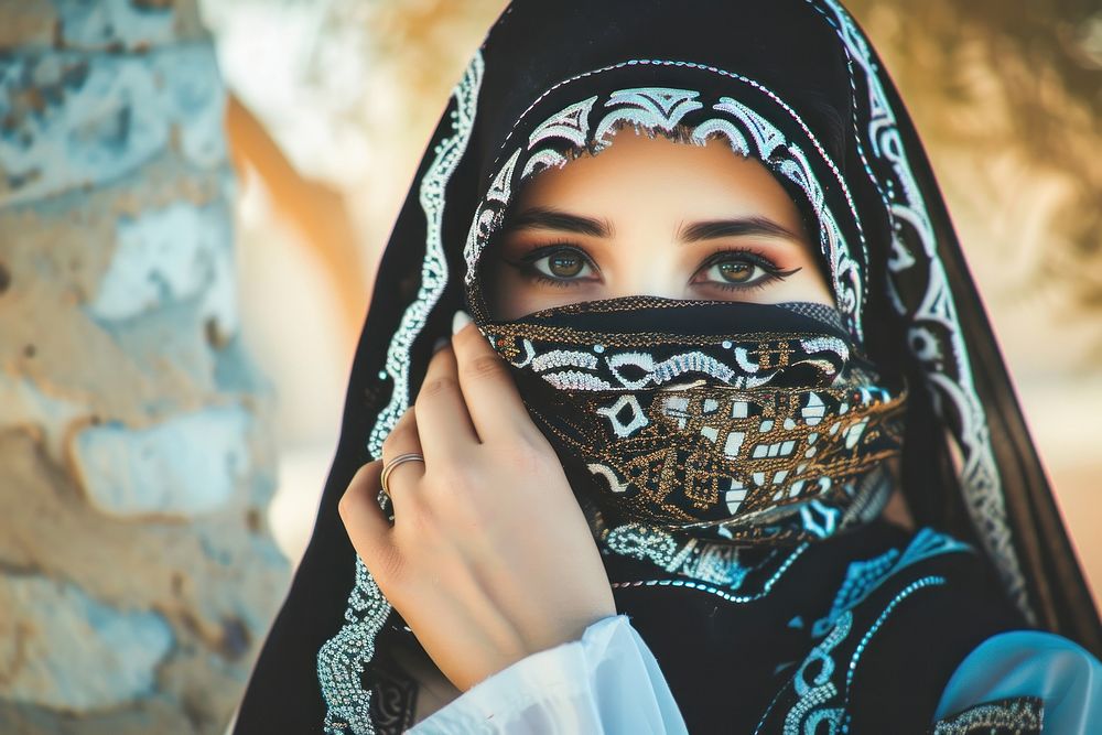 Middle eastern woman tradition adult headscarf.
