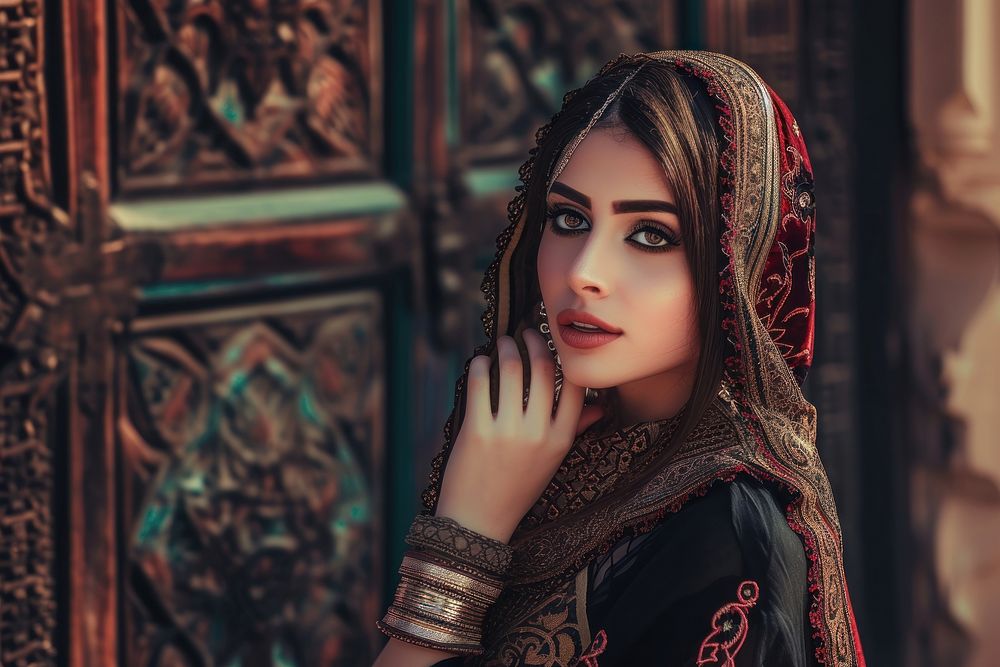 Middle eastern woman portrait fashion photo.