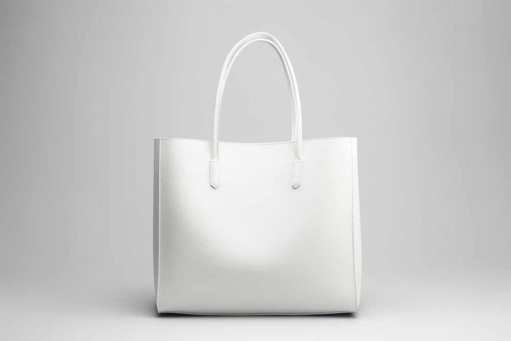 White shopping  handbag purse gray.