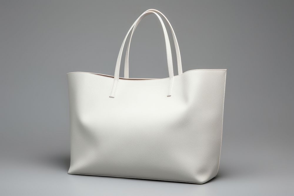 White shopping  handbag gray gray background.
