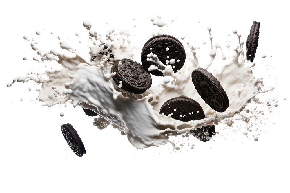 Cookies and cream milk splash border white background confectionery splashing. AI generated Image by rawpixel.