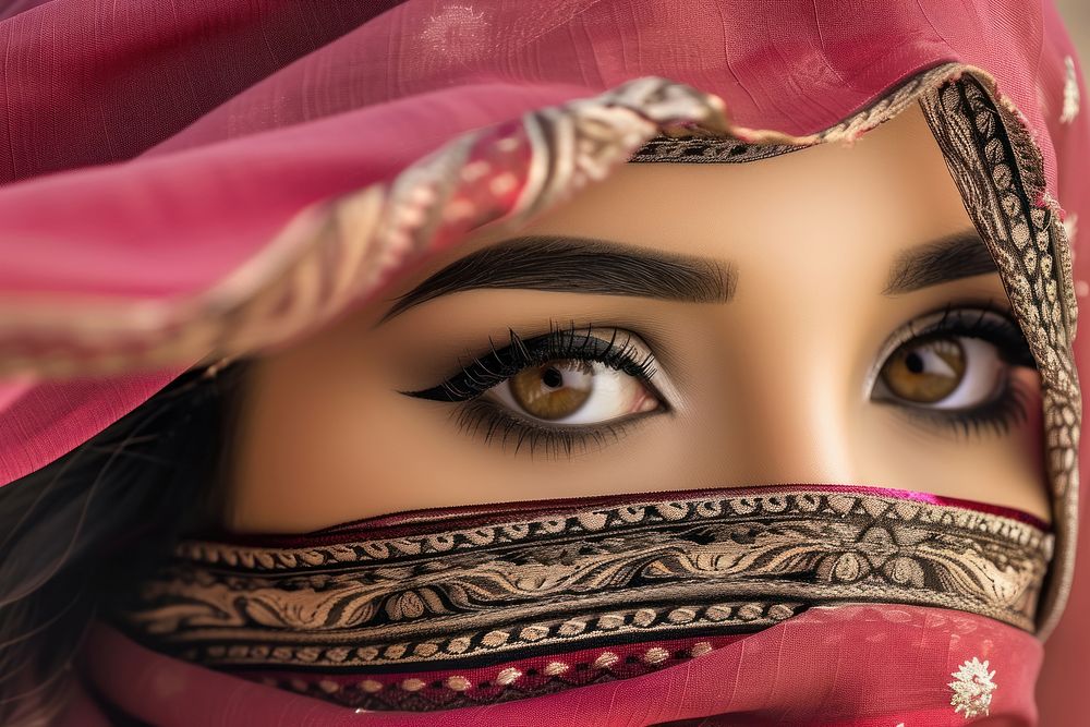 Beautiful middle eastern woman tradition skin headscarf.