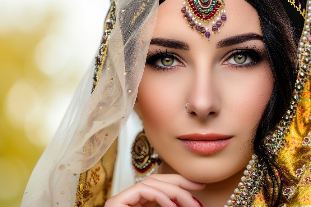 Beautiful middle eastern woman tradition portrait fashion.