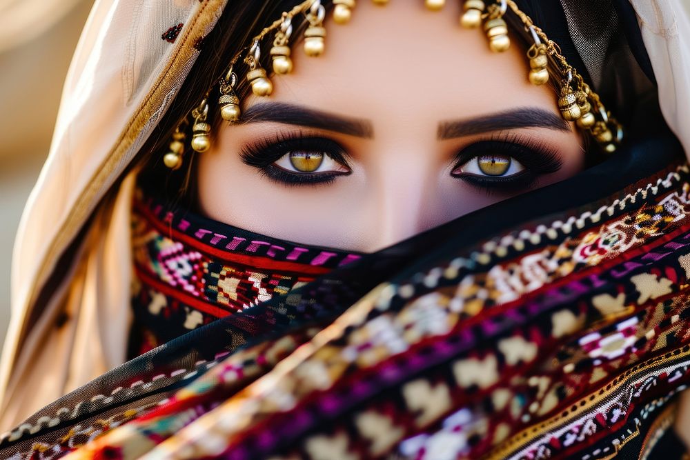 Beautiful middle eastern woman tradition adult bride.
