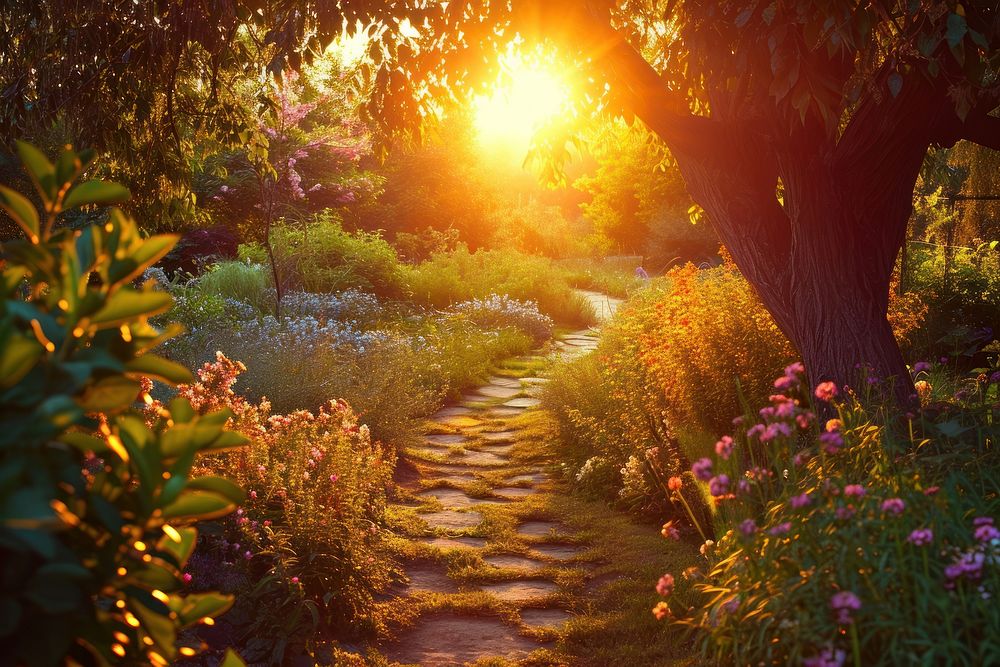 Photo of herb garden sunlight landscape outdoors.