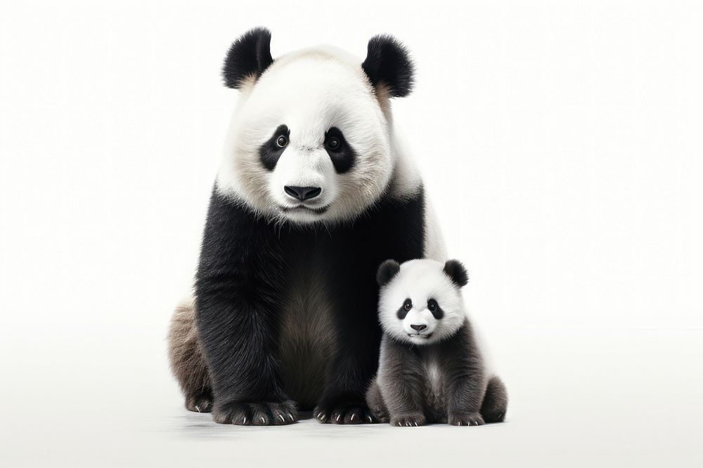 Mother panda and baby panda wildlife animal mammal.
