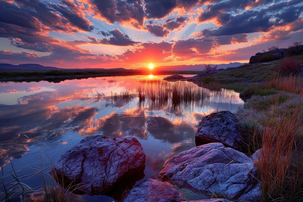 Photo of national park sunset sky landscape.