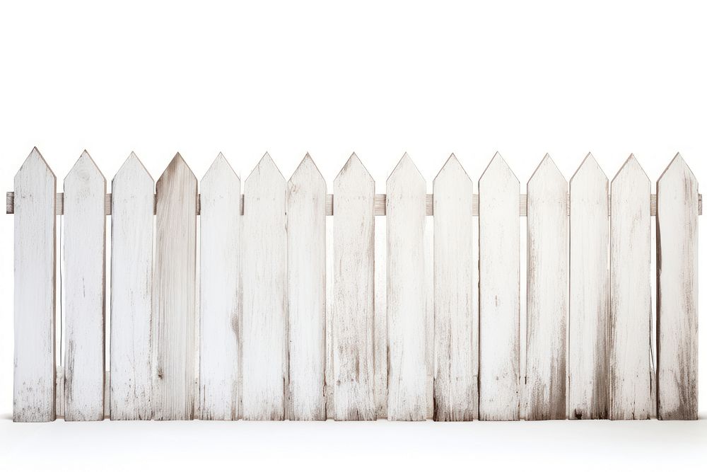 Old white wooden fence backgrounds outdoors gate.