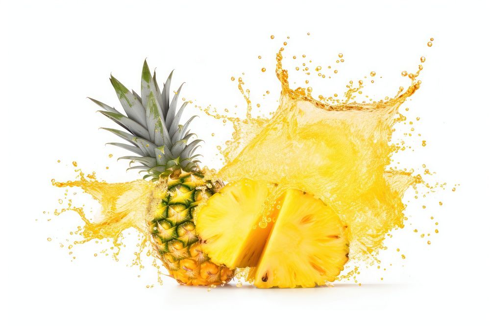 Pineapple juice splash border fruit plant food. AI generated Image by rawpixel.