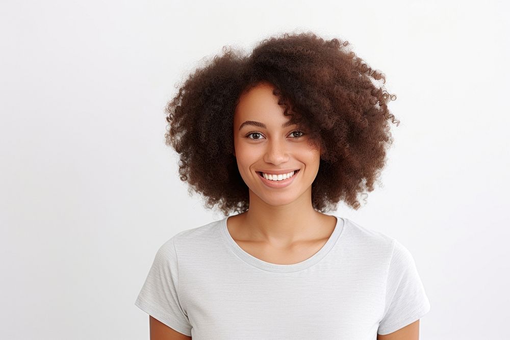 Portrait of real african american woman smiling adult smile photo.