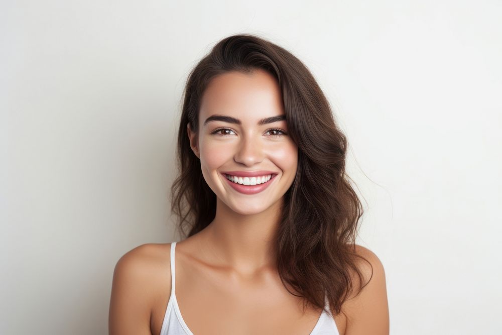 Portrait of real woman smiling adult smile photo.
