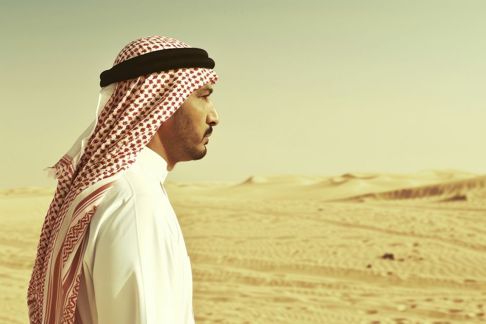 Middle Eastern Man desert outdoors standing.