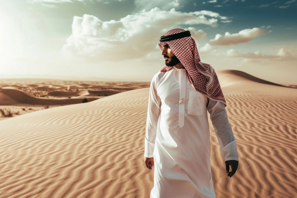Middle Eastern Man standing desert adult.