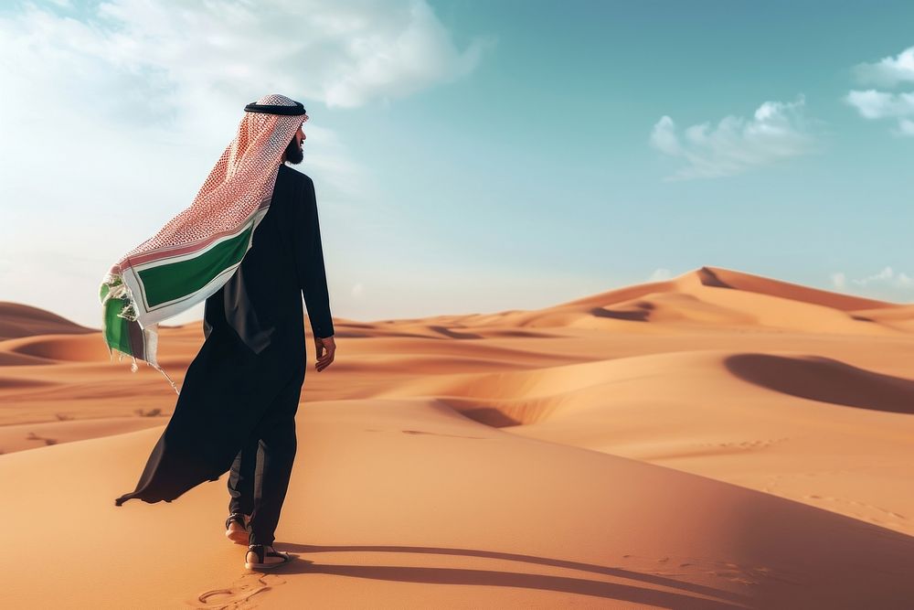 Middle Eastern Man walking desert adult.
