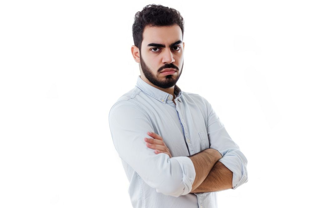 Young middle eastern man portrait serious adult.