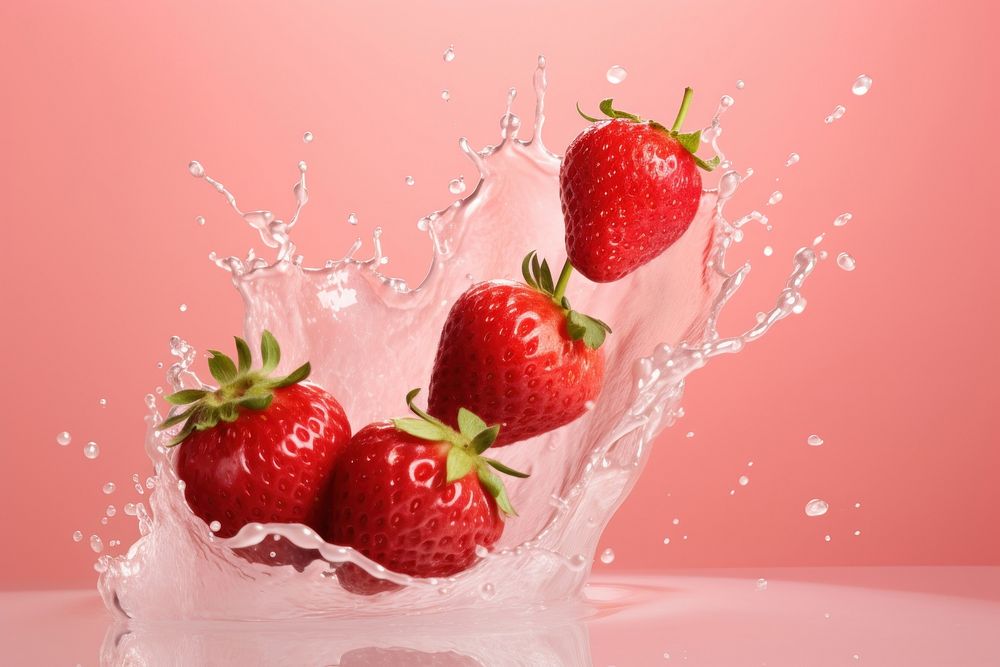 Strawberry mix with milk dessert fruit plant.