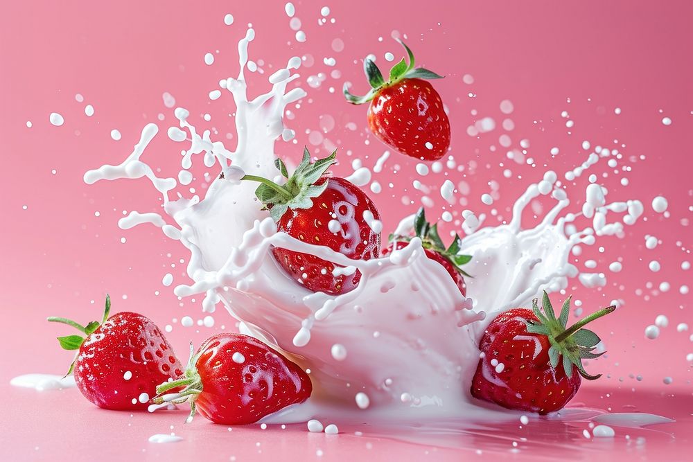 Strawberry mix with milk fruit plant food.