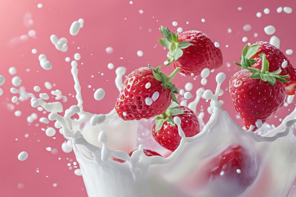 Strawberry mix with milk dessert fruit cream.