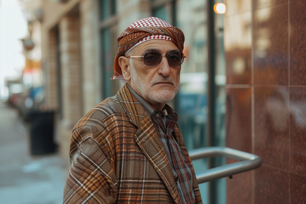 Middle Eastern senior man portrait photography fashion.