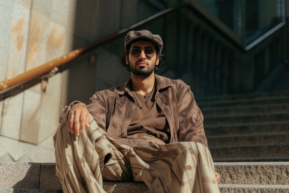 Middle Eastern man portrait sitting fashion.