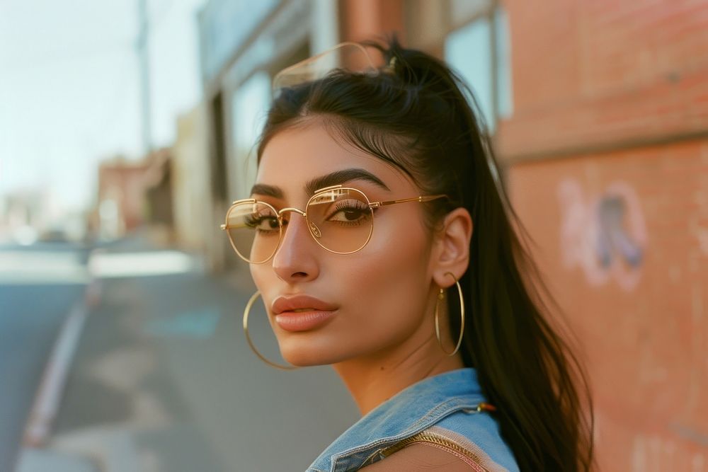 Middle Eastern woman sunglasses portrait fashion.