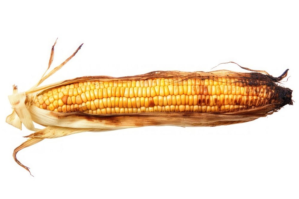 Corn with burnt plant food white background.