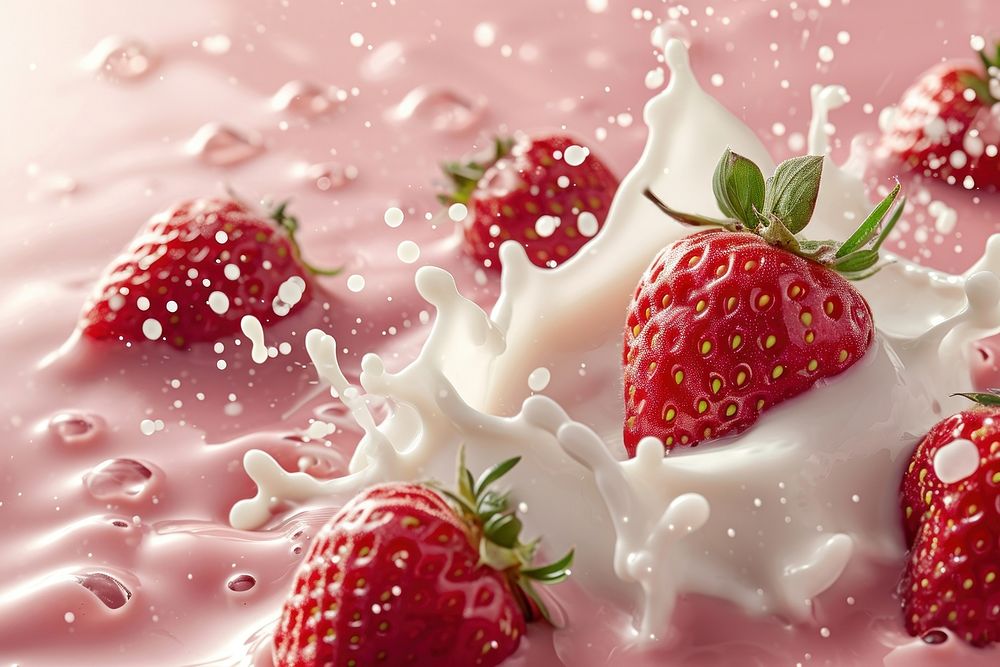 Strawberry mix with milk backgrounds dessert fruit.