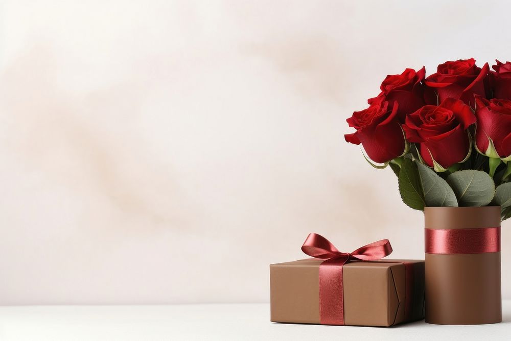 Chocolate gift box and roses for valentine day flower plant inflorescence. AI generated Image by rawpixel.