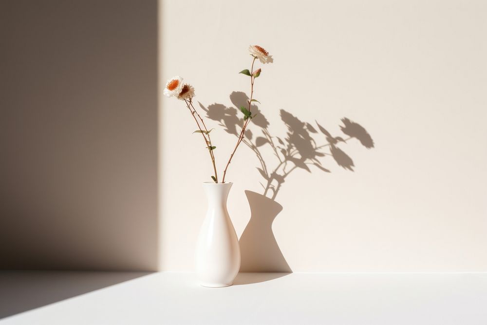 Flower vase shadow plant simplicity. AI generated Image by rawpixel.