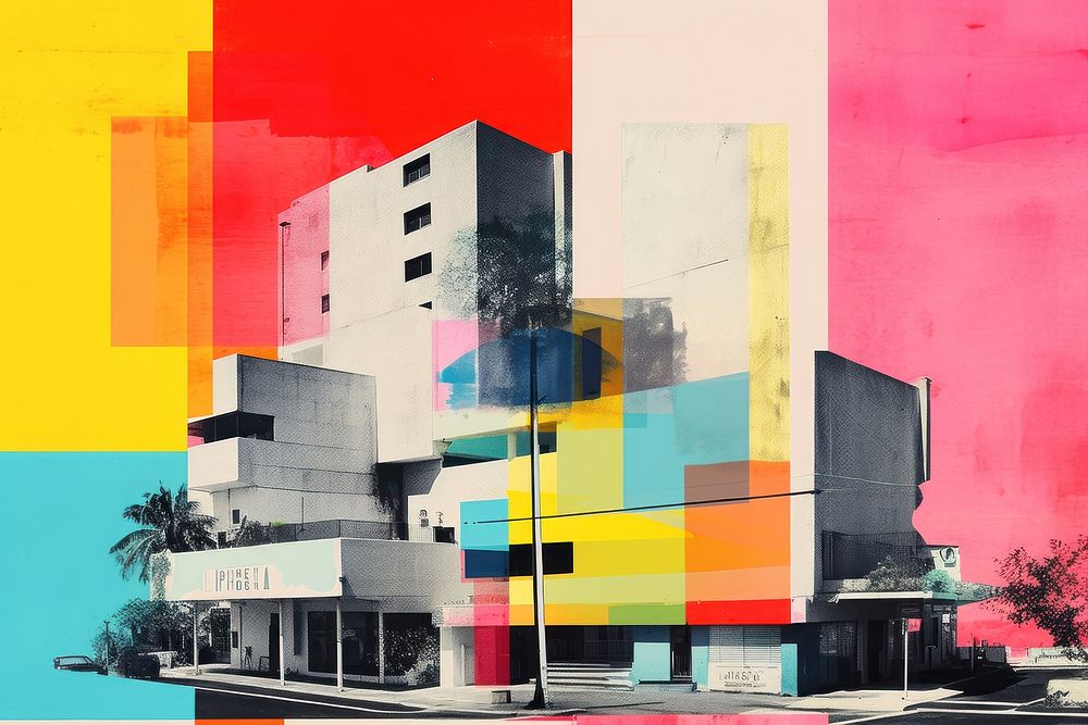  Contemporary building painting city art. AI generated Image by rawpixel.