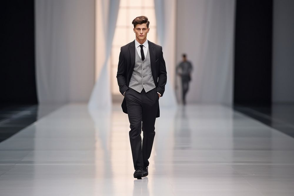 Model man fashion tuxedo runway. AI generated Image by rawpixel.